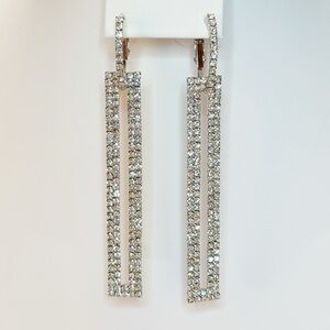 NWT Long Silver Rhinestone Earrings